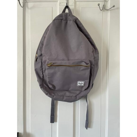 Herschel Gray Backpack Bag Red Stripe Interior travel on the go computer tote - Picture 1 of 5